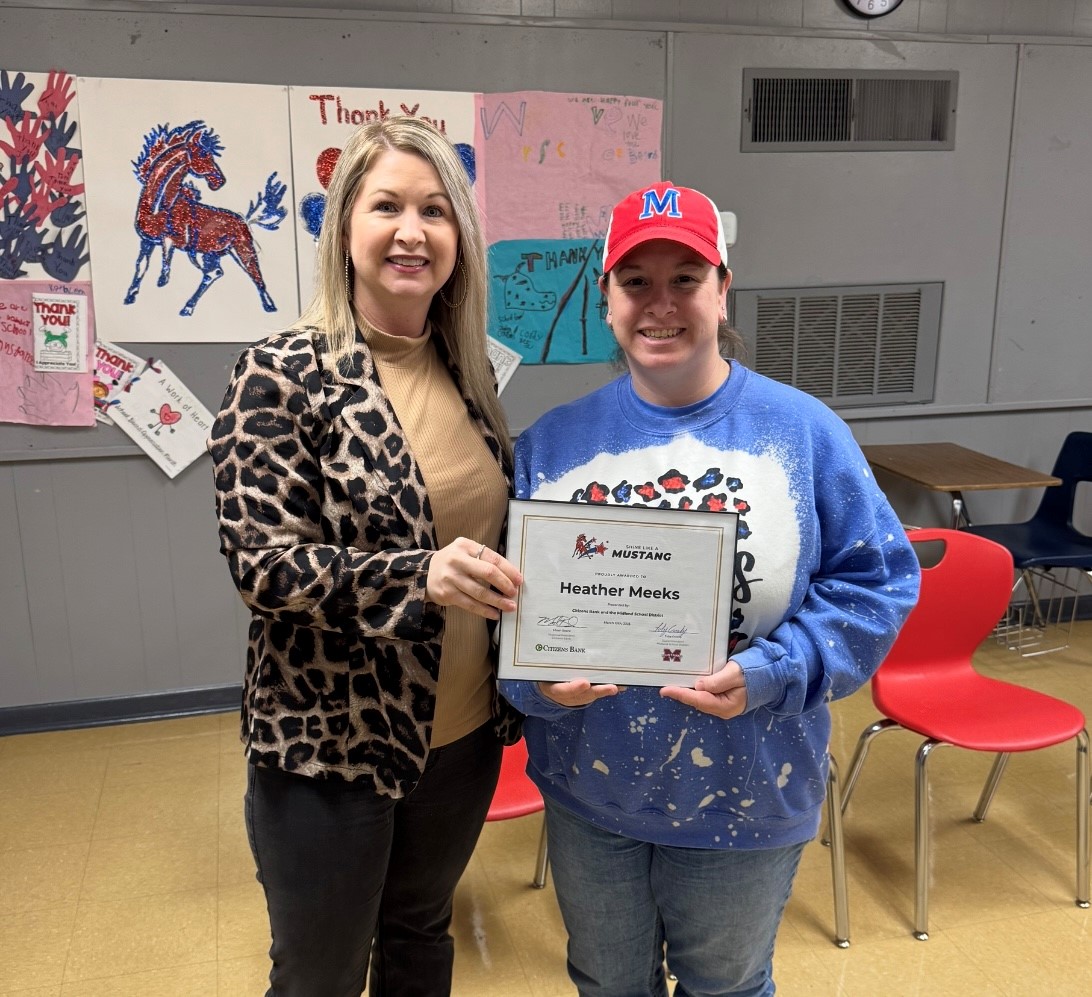 Citizens Bank, Midland Schools honor Heather Meeks for 'Shining Like a Mustang'
