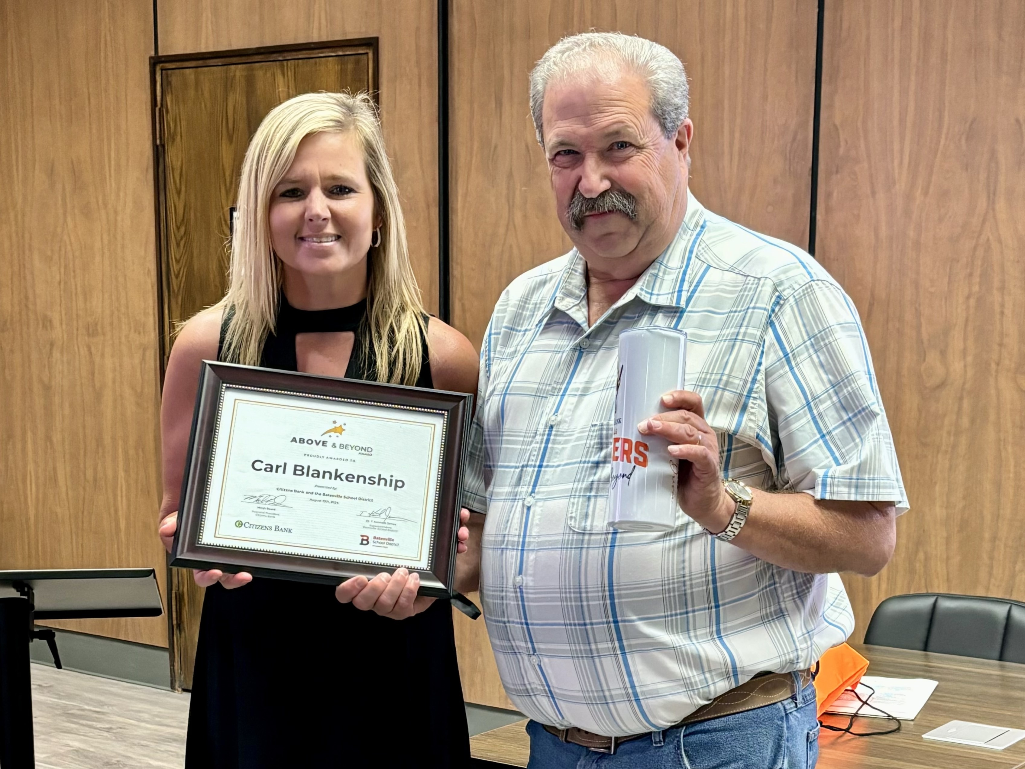 Citizens Bank, Batesville Schools honor Carl Blankenship for going 'Above & Beyond'