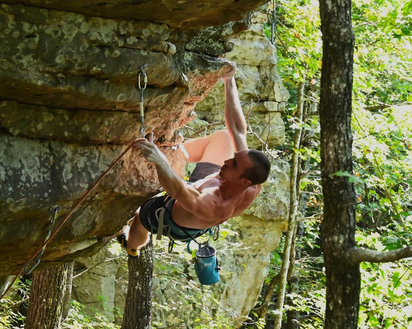Man climbing on the crag