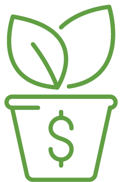 Icons_Go Green plant pot with leaves